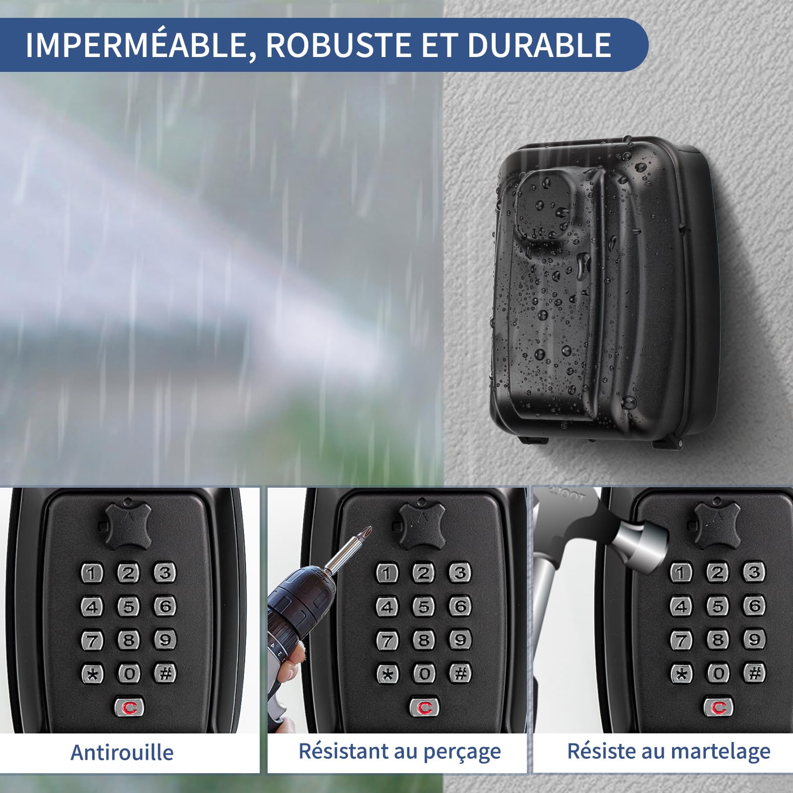 Boite a Clefs Securisee Exterieur, Grande Boite a Cle Murale avec Code 12 Boite a Clef Étanche et Antirouille Chiffres Boite à Clé Sécurisée Coffre a Clef Murale pour Maison Usine Garage
