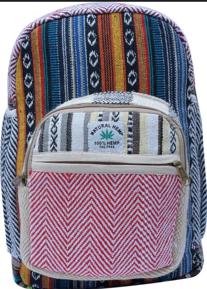 Natural Handmade Himalayan Hemp Backpack for Men & Women | Large Multi Pocket Eco-Friendly Rucksack for School, Travel, Hiking, Festival | Vegan Boho Backpack from Nepal |-image-42
