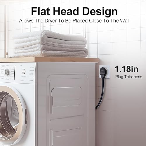 Miniatura 5 de TOPDC Cable de secado de 4 puntas, cable de alimentación para electrodomésticos de 30 amperios, cables en 4 colores con conectores de terminal de