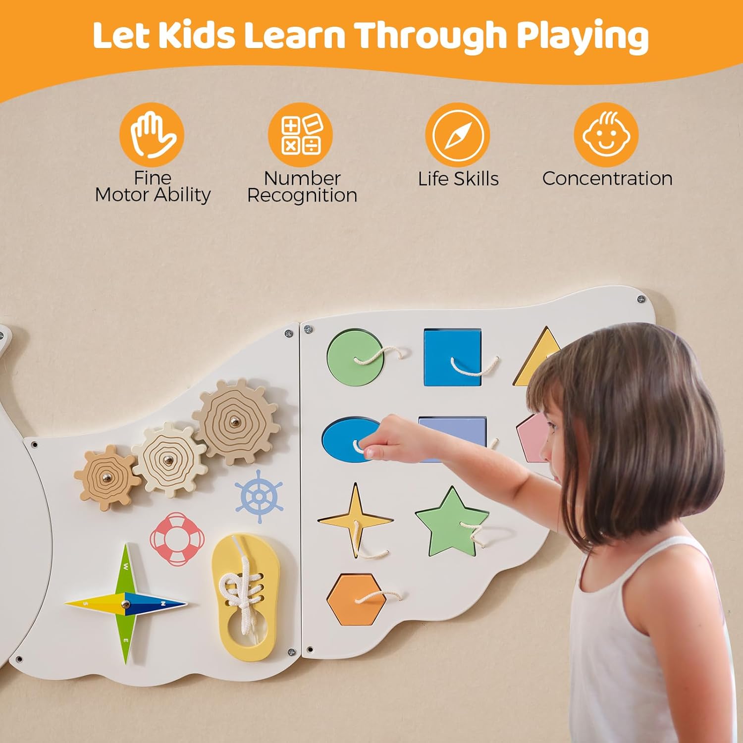 Costzon Owl Activity Wall Busy Board Panels, 11-in-1 Toddler Learning Activity Center, Wooden Montessori Sensory Toy, Educational Gift for Boys Girls 3+ Years, Ideal for Playroom, Daycare, Nursery
