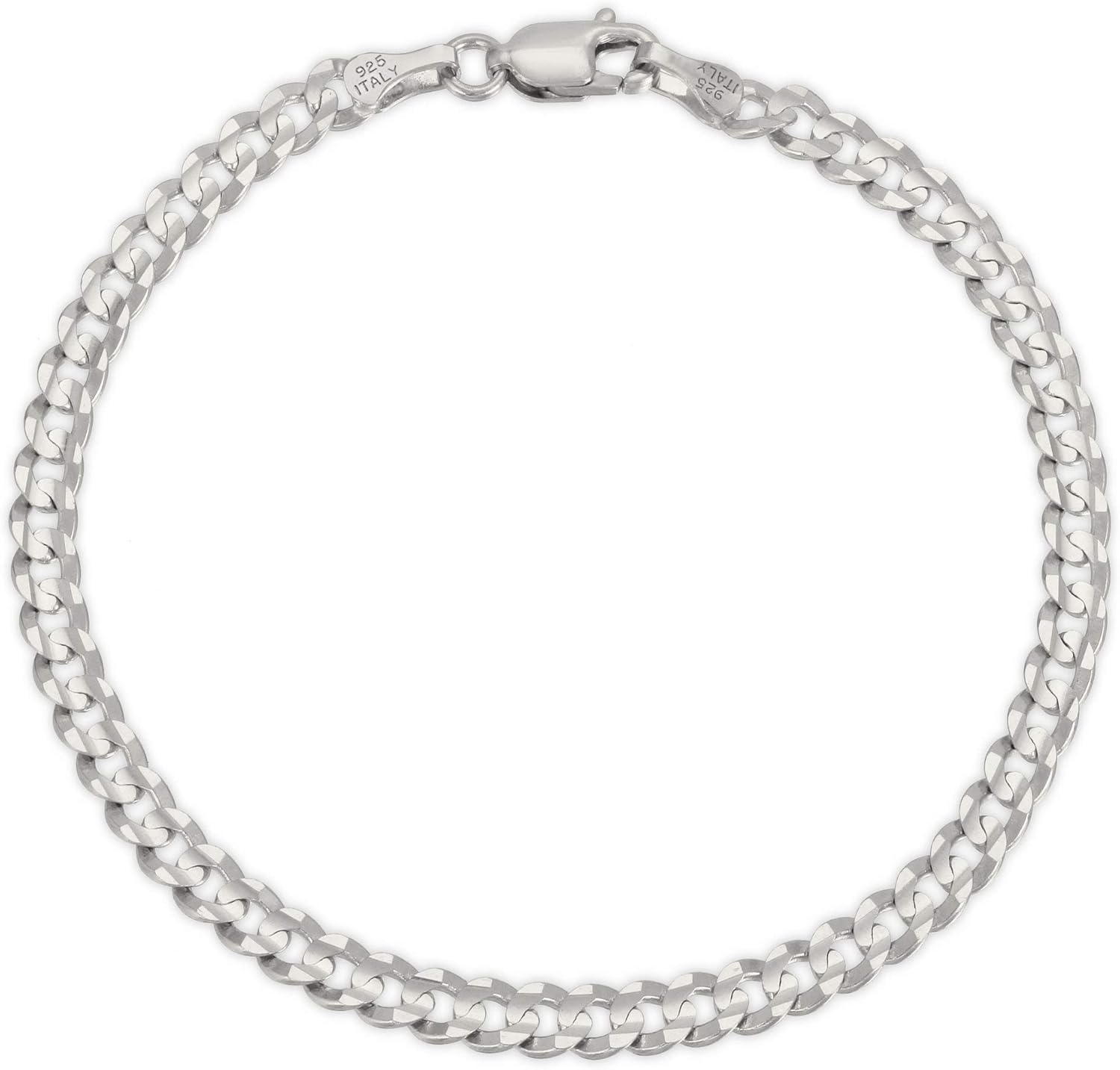 Savlano 925 Sterling Silver Curb Cuban Link Chain Bracelet for Men & Women - Made in Italy Comes With a Gift Box