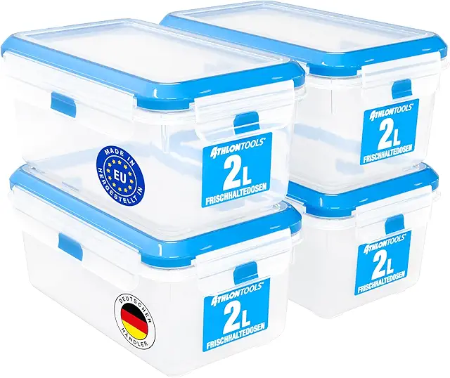Lot de 4 boîtes congélation réutilisables hermétiques ATHLON TOOLS - Sans BPA