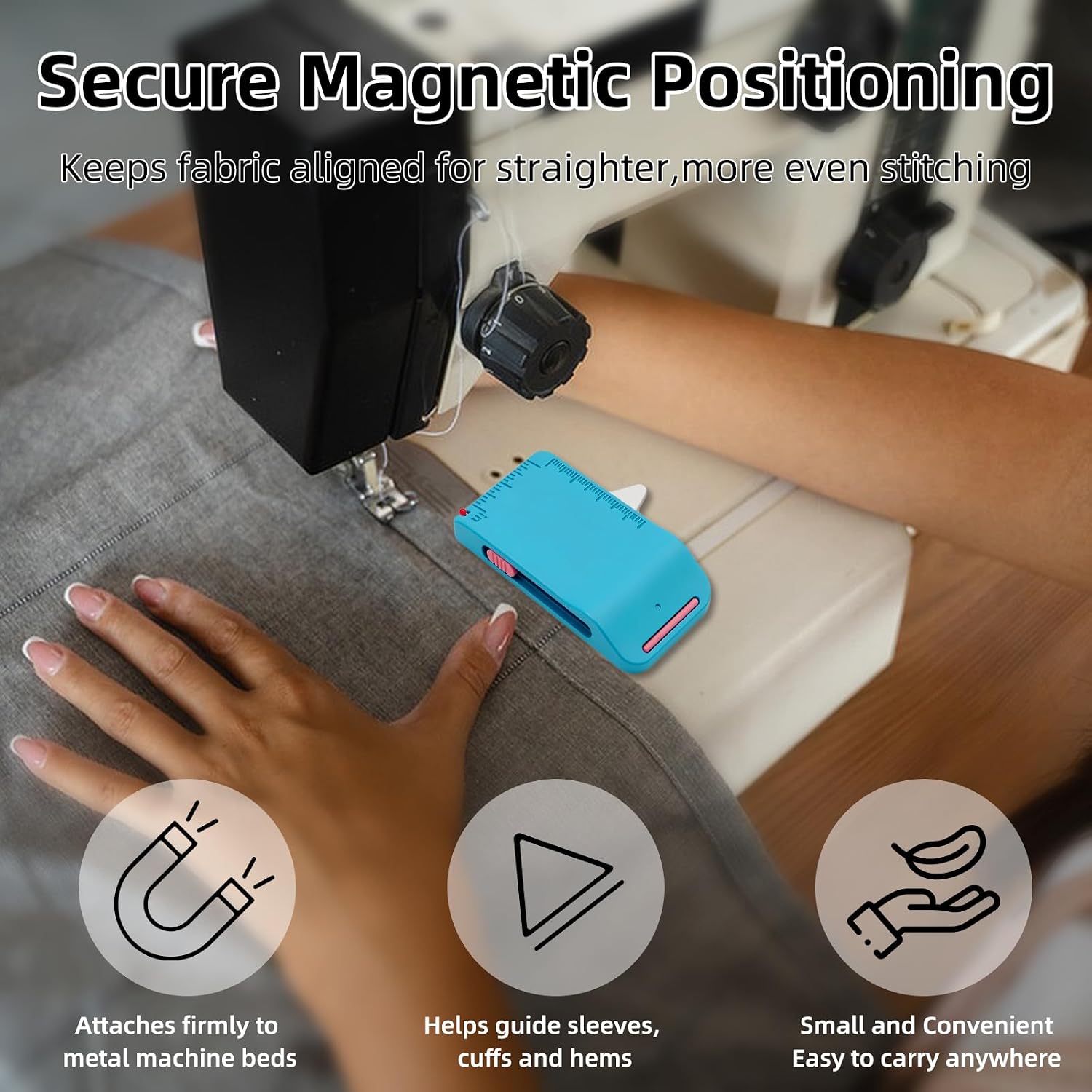 2PCS Magnetic Seam Guide for Sewing Machine Sleeve Tool Multifunctional