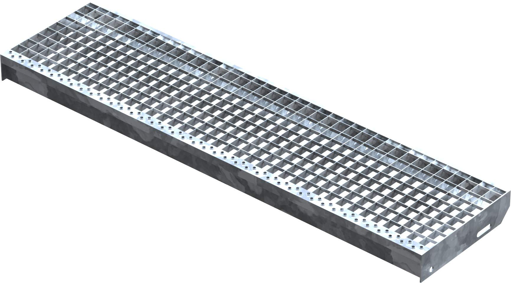 Fenau | Grigliati Gradini/Gradino (R11) XSL - Dimensioni: 1200 x 305 mm - MW: 30/30 mm, zincato a caldo, Gradino in acciaio a norma DIN, Scale di fuga adatte, Effetto antiscivolo