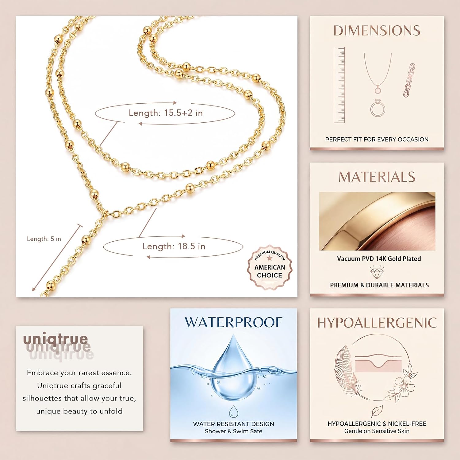 14K Gold/Silver Plated Lariat Necklaces for Women, Long Dainty Y-Shaped Chain Necklace Layering Simple Beach Prom Wedding Choker Necklaces Fashion Jewelry Gift