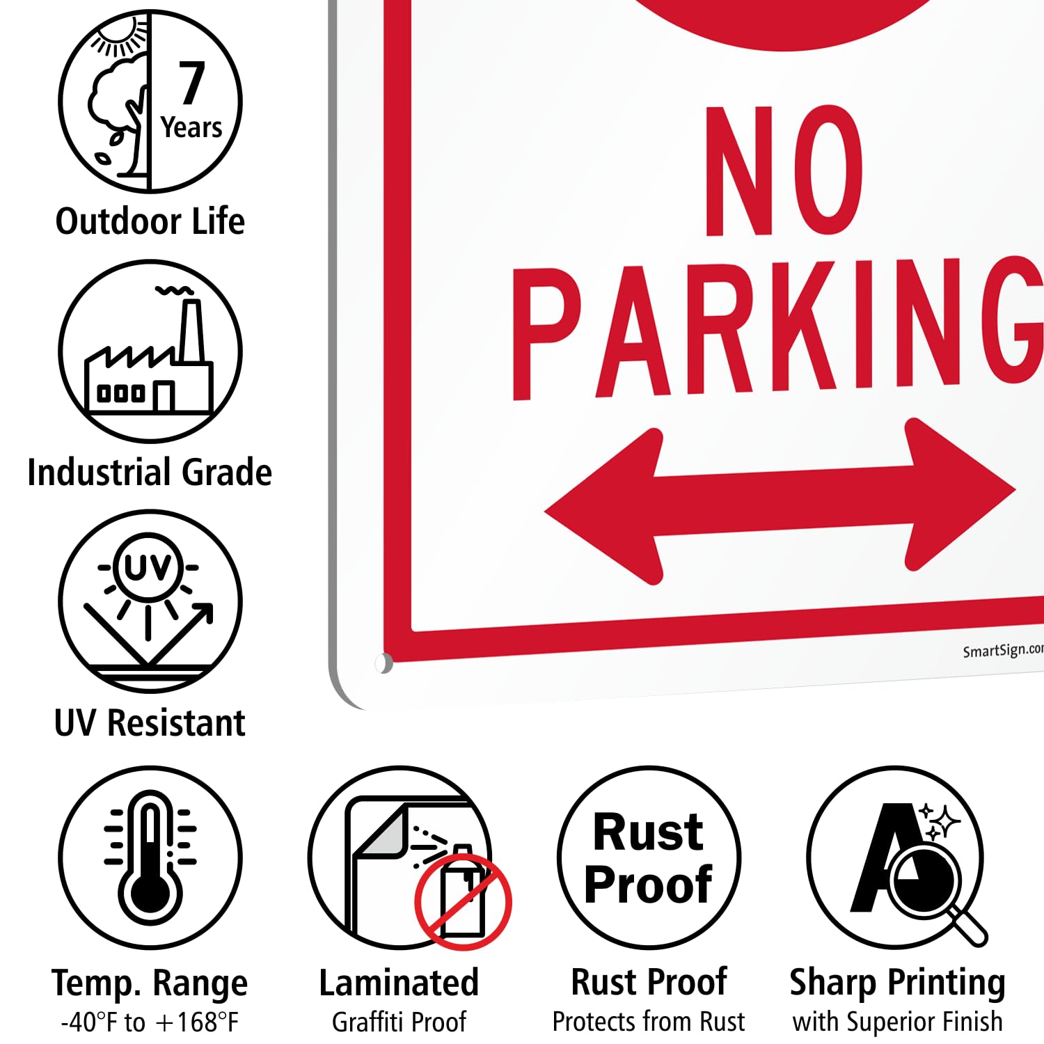 SmartSign 'No Parking – Fire Lane' Schild Aus Aluminium, 35,6x25,4 Cm – Wetterfest & Robust