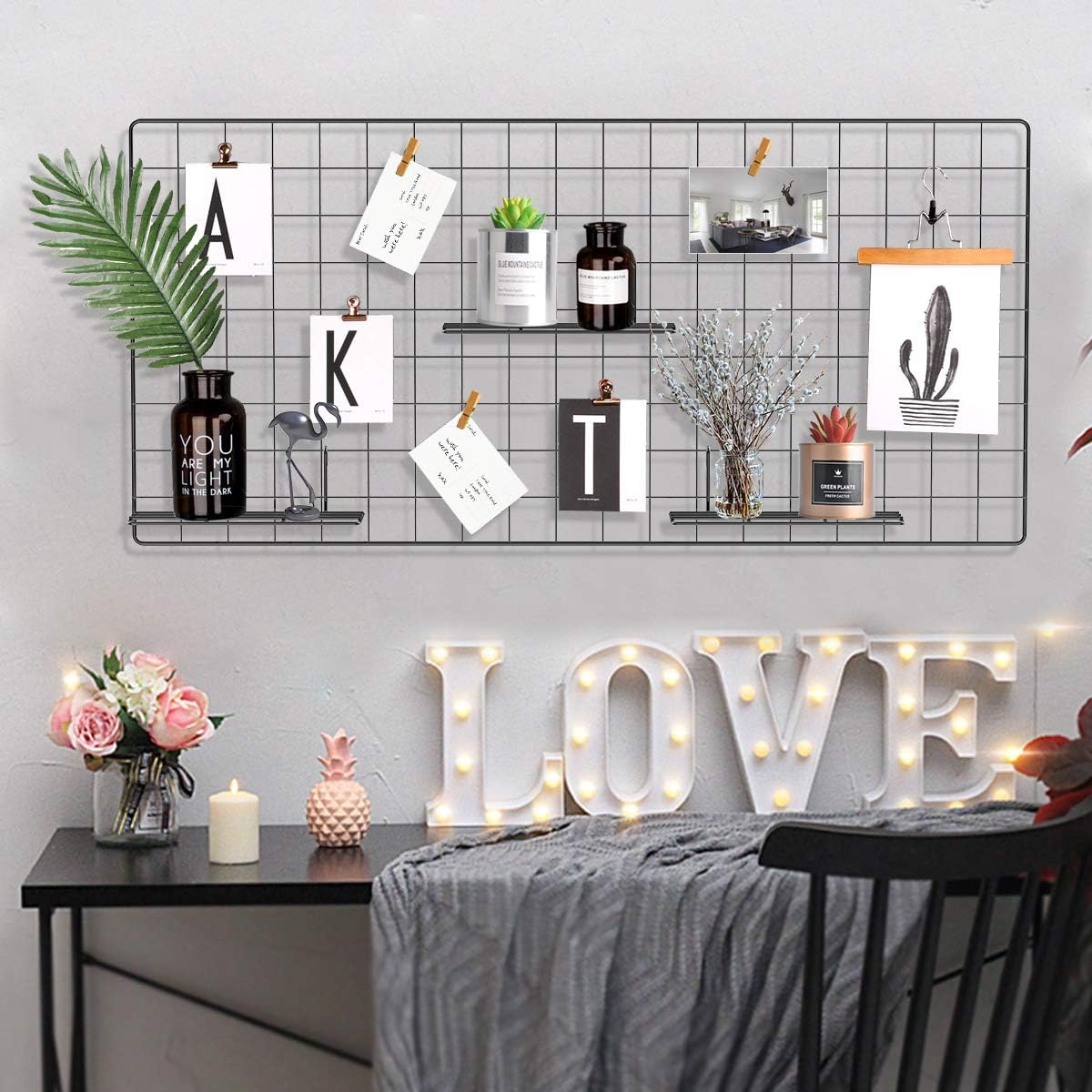 Buy Pulatree Grid Photo Wall Wire Wall Grid Panel For Photo Hanging Display Metal Grid Wall Decor Organizer Mesh Panels Display Wall Storage 37 4 X 17 7 Inch Black Online In Turkey B07j4lw531