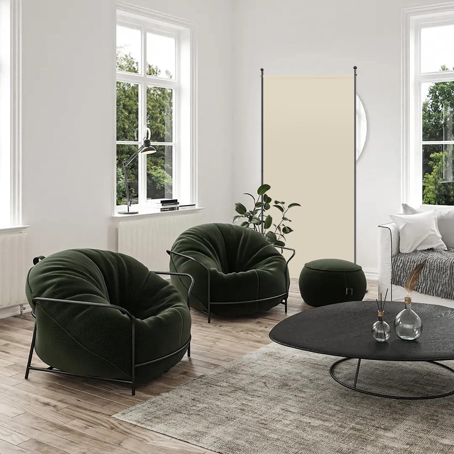 Angel Living Paraventi a 1 Pannelli, Elegante Decorazione, Divisorio Pieghevole, Divisorio, 80X180 cm (Beige)
