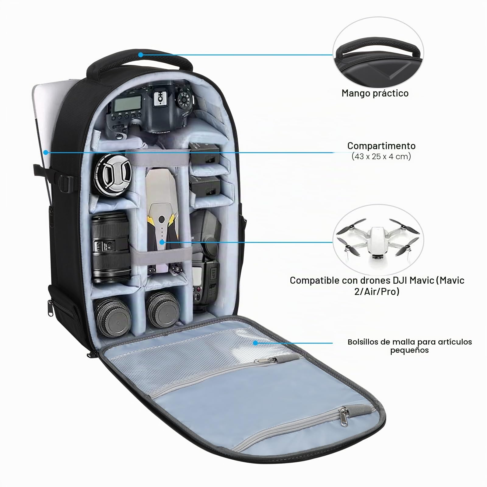 MOSISO Mochila Cámara, DSLR/SLR/Mirrorless Foto Bolsa Cámara Impermeable Artístico Geométrico Carcasa con Soporte Trípode&15-16 Pulgadas Compartimento Portátil Para Canon/Nikon/Sony,Negro