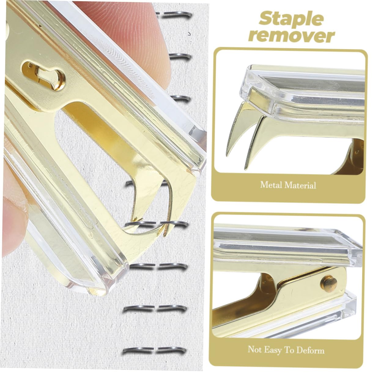 NUOBESTY 4 Set Levapunti Acrilico Per Ufficio Strumento Manuale Per Rimuovere Graffette Design Elegante Oro E Rosa Oro Per Scrivania E Ufficio 2 Pezzi * 4