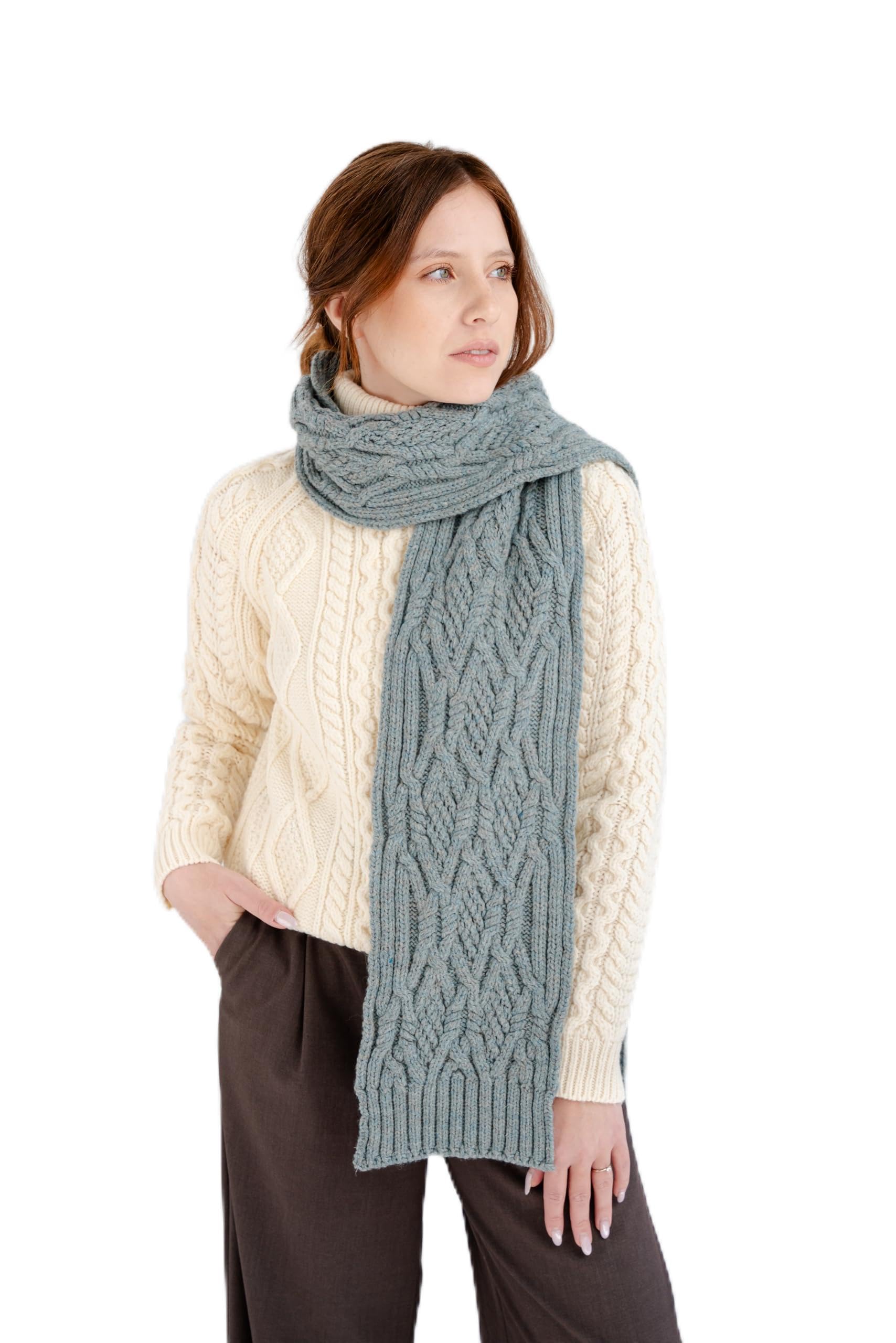 Saol Women's Skylight 100% Merino Wool Irish Knit Scarf For - One Size, One Size