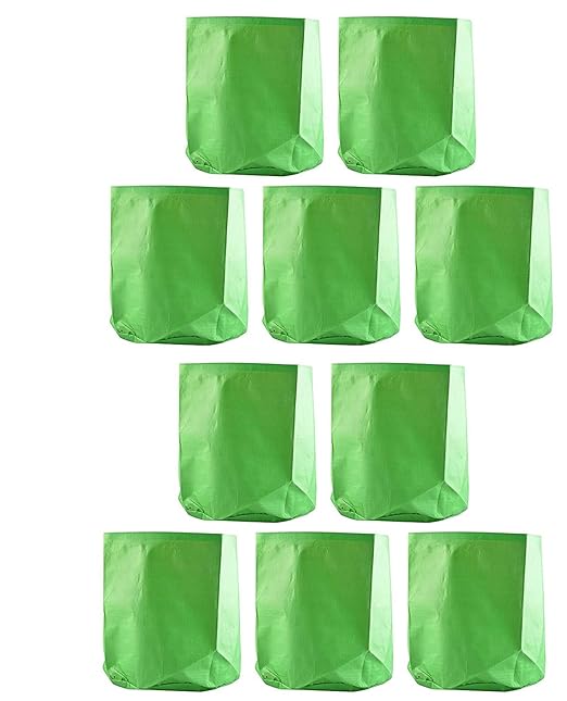 Terrace Gardening Grow Bag 250 GSM (12X15 Inches, Green and Orange) - Pack of 10 - Sri Malayan