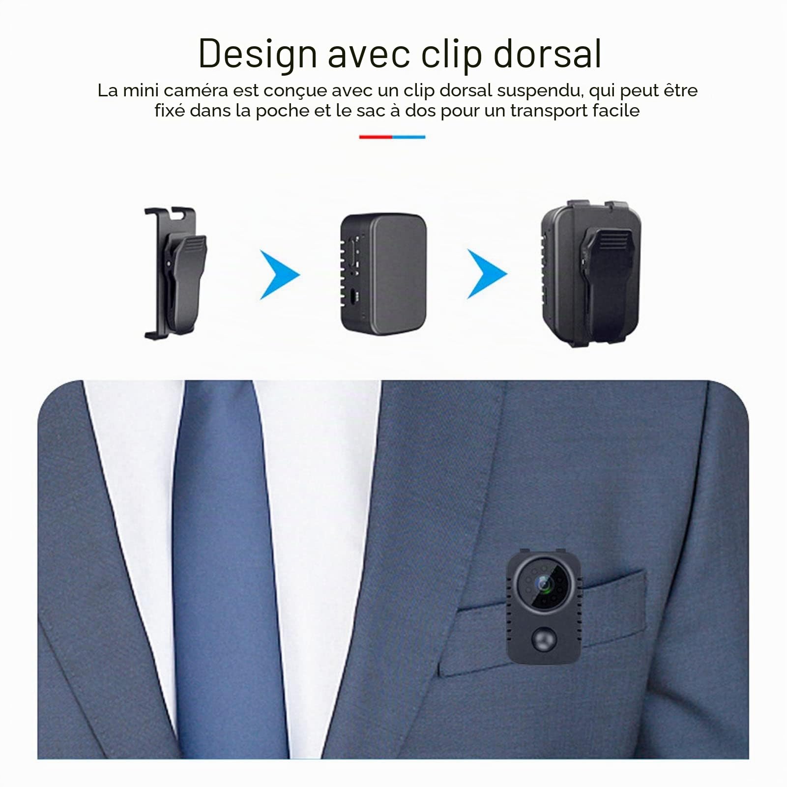 Mini Caméra Portable MD29, Objectif Grand Angle HD 1080p, Nocturne Automatique, Enregistrement Vidéo PIR, Longue Durée de Veille, Support Universel
