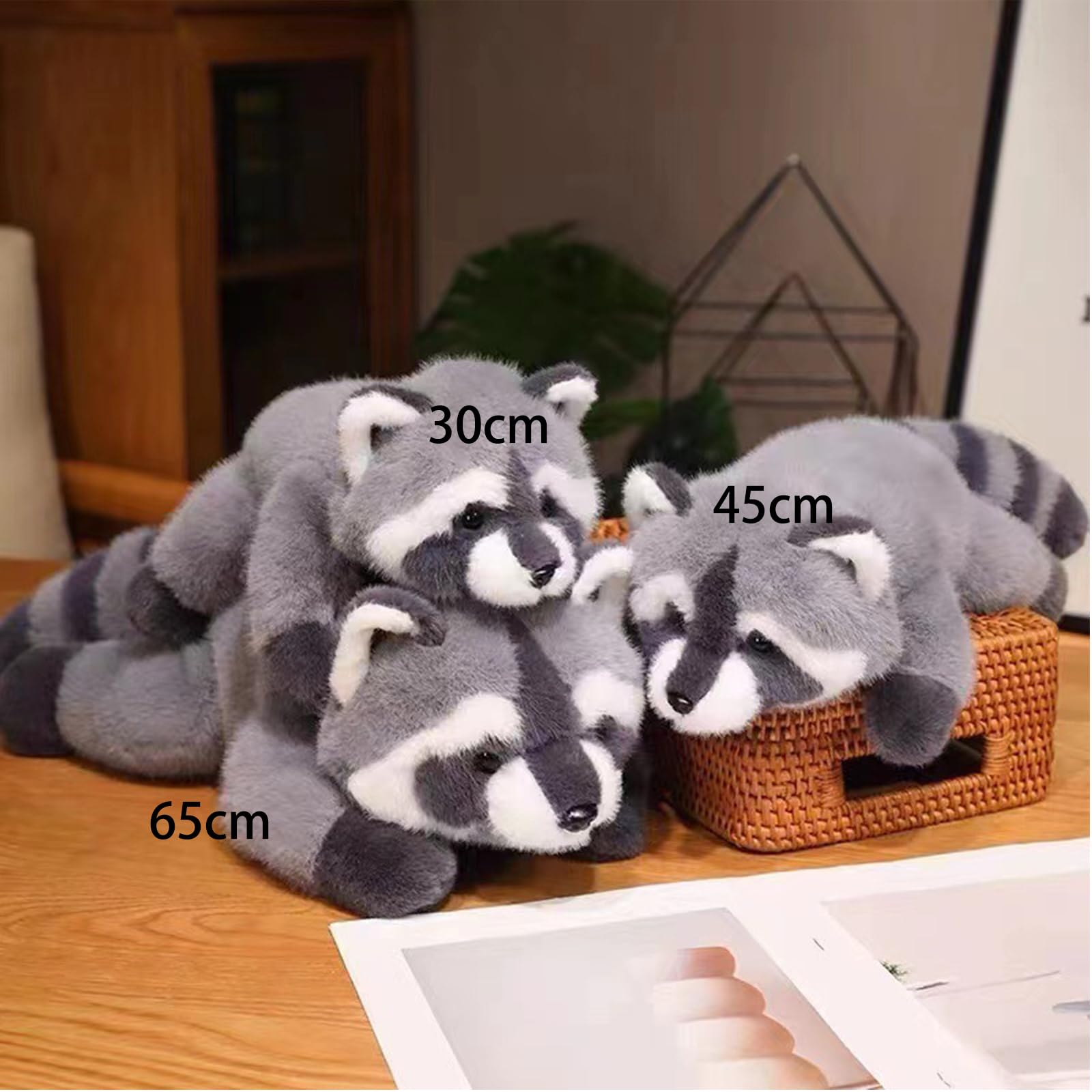 Waschbär Kuscheltier, 30/45/65cm Klein Plüschtier, Stofftier Plüsch Puppe Kuscheltiere, Geschenk für Jungen Mädchen (65CM)