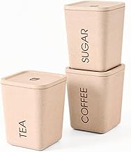 Eha Earth Friendly Kitchen Storage Jars & Containers | Set of 3 | 800 ml | kitchen Container Boxs For Storage Made With Rice Husk | Airtight Container Set | Sand Castle