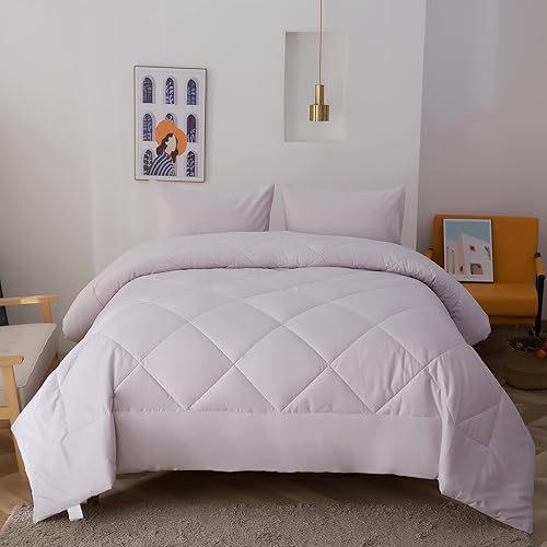 ZUEXVOFY Juego de edredón de Navidad, tamaño King, edredón de microfibra ligera de color sólido con 2 fundas de almohada, juego de cama con pestañas