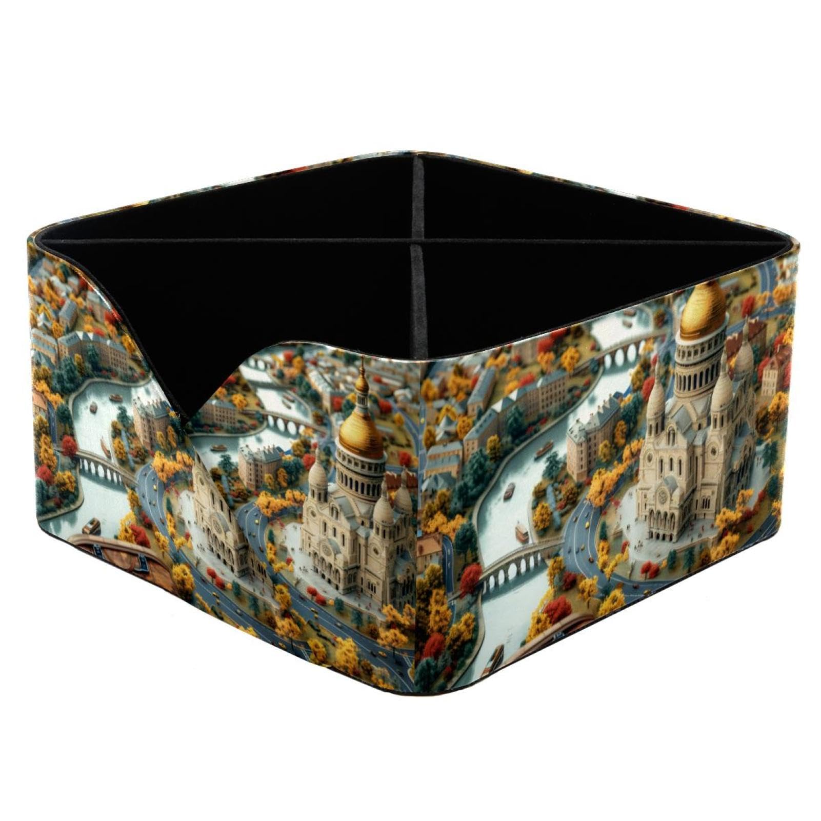 Boîte de rangement rectangulaire motif paysage pour cosmétiques