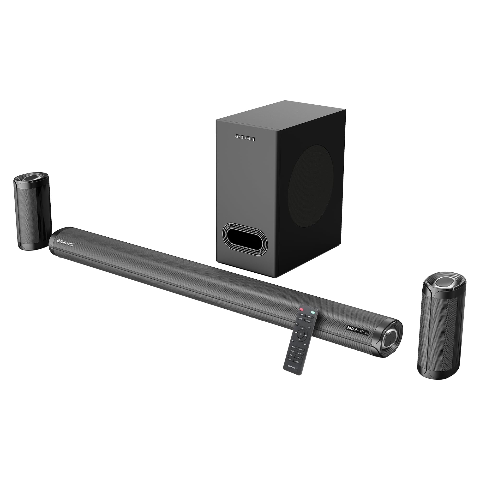 ZEB-JUKE BAR 9700 PRO DOLBY ATMOS Bluetooth Home Theater Soundbar With Subwoofer Supporting 4K HDR, Wall Mount, USB, AUX, Optical IN, 3xHDMI & Remote Control. (450 Watt, 2.1.2 Channel)
