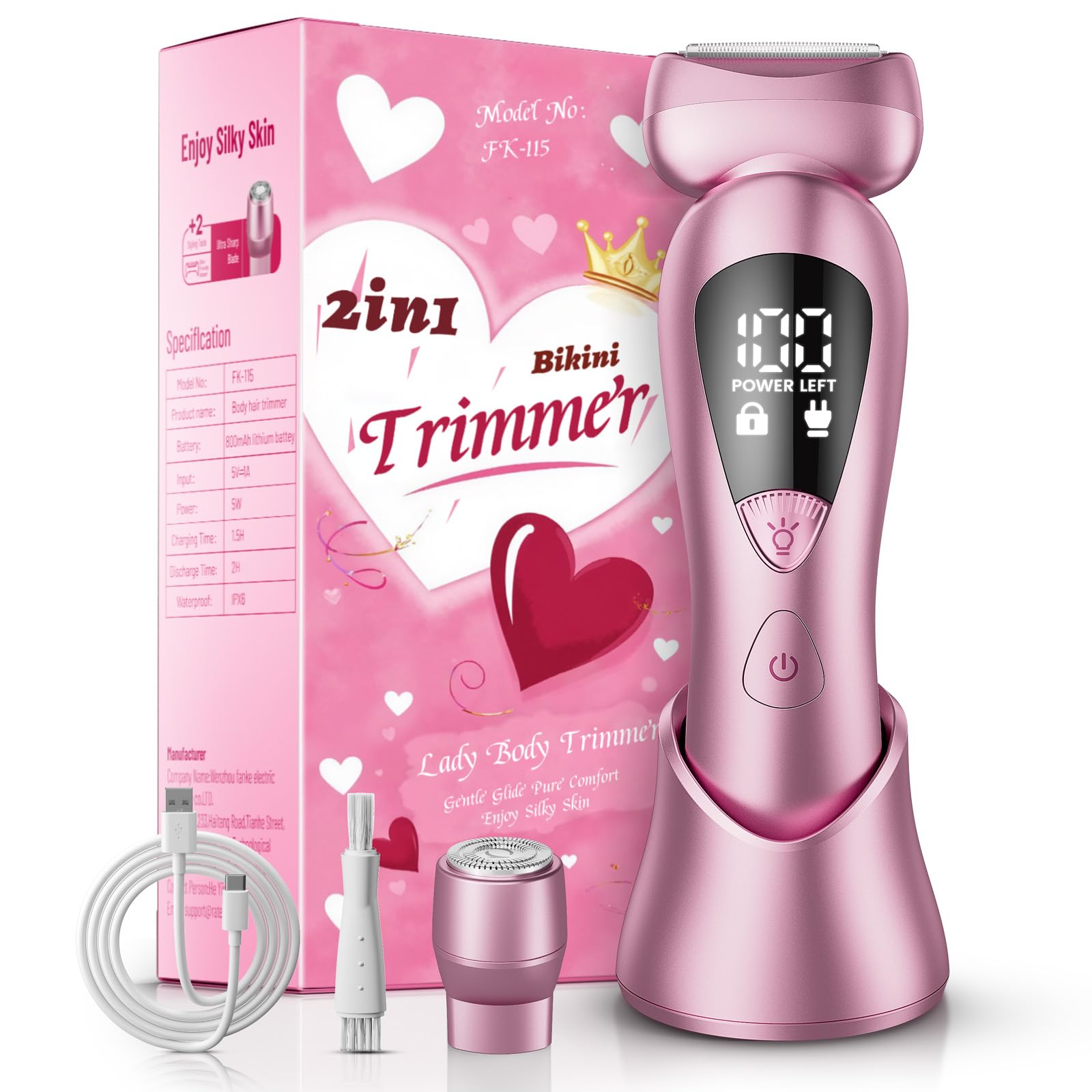 Vintage Pink Cordless Women’s Razor – Painless, Rechargeable &amp; IPX7