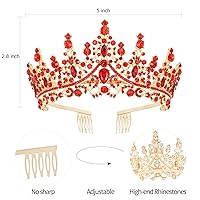 Vista 33 de Velscrun Corona de tiara de reina de cristal rosa para mujeres y niñas, diadema de reina de cumpleaños, elegante corona de princesa con peinetas