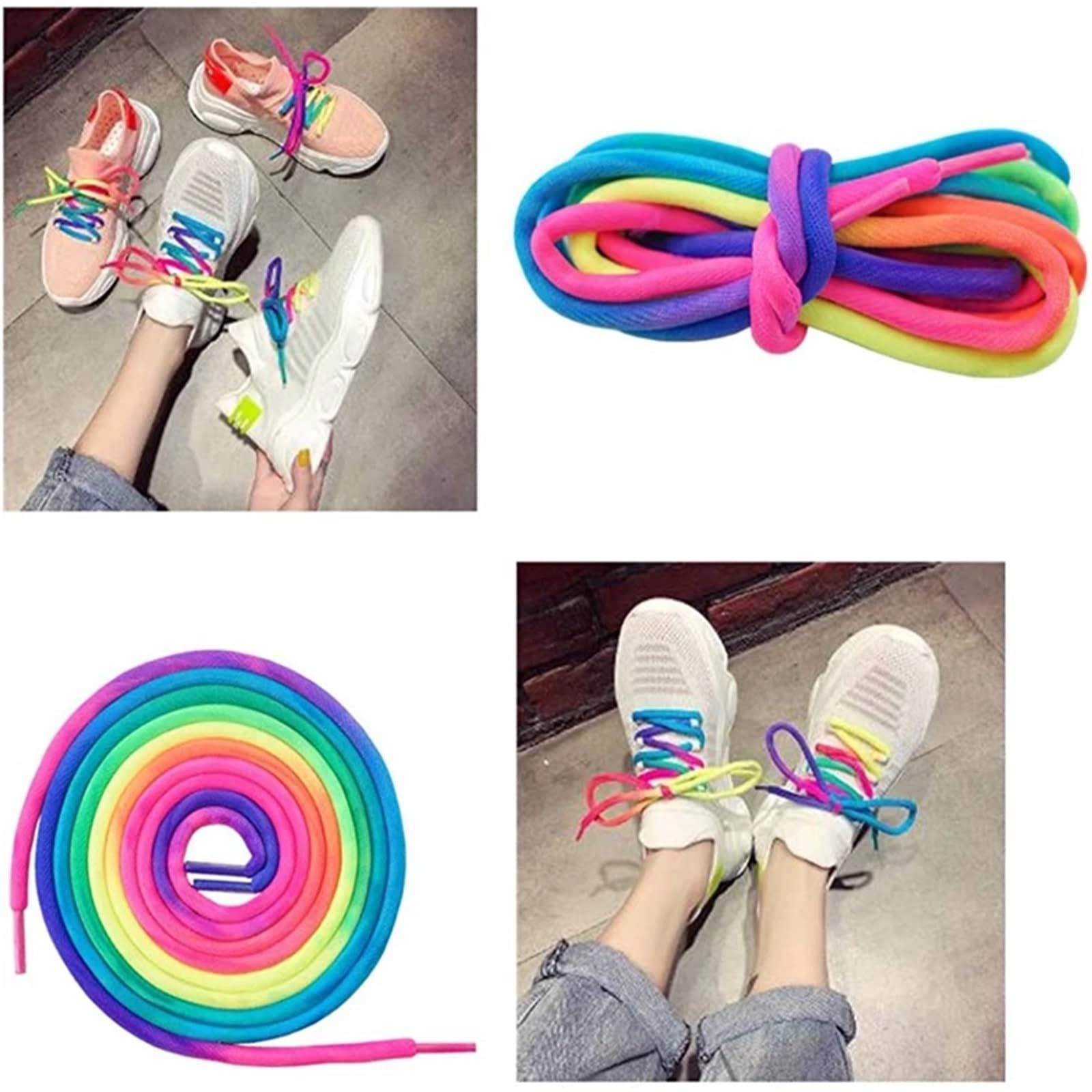 10 Paar Regenbogen-Schnürsenkel, dick, rund, bunt, for Turnschuhe, Stiefel, Sport, Tennis Für Sneaker