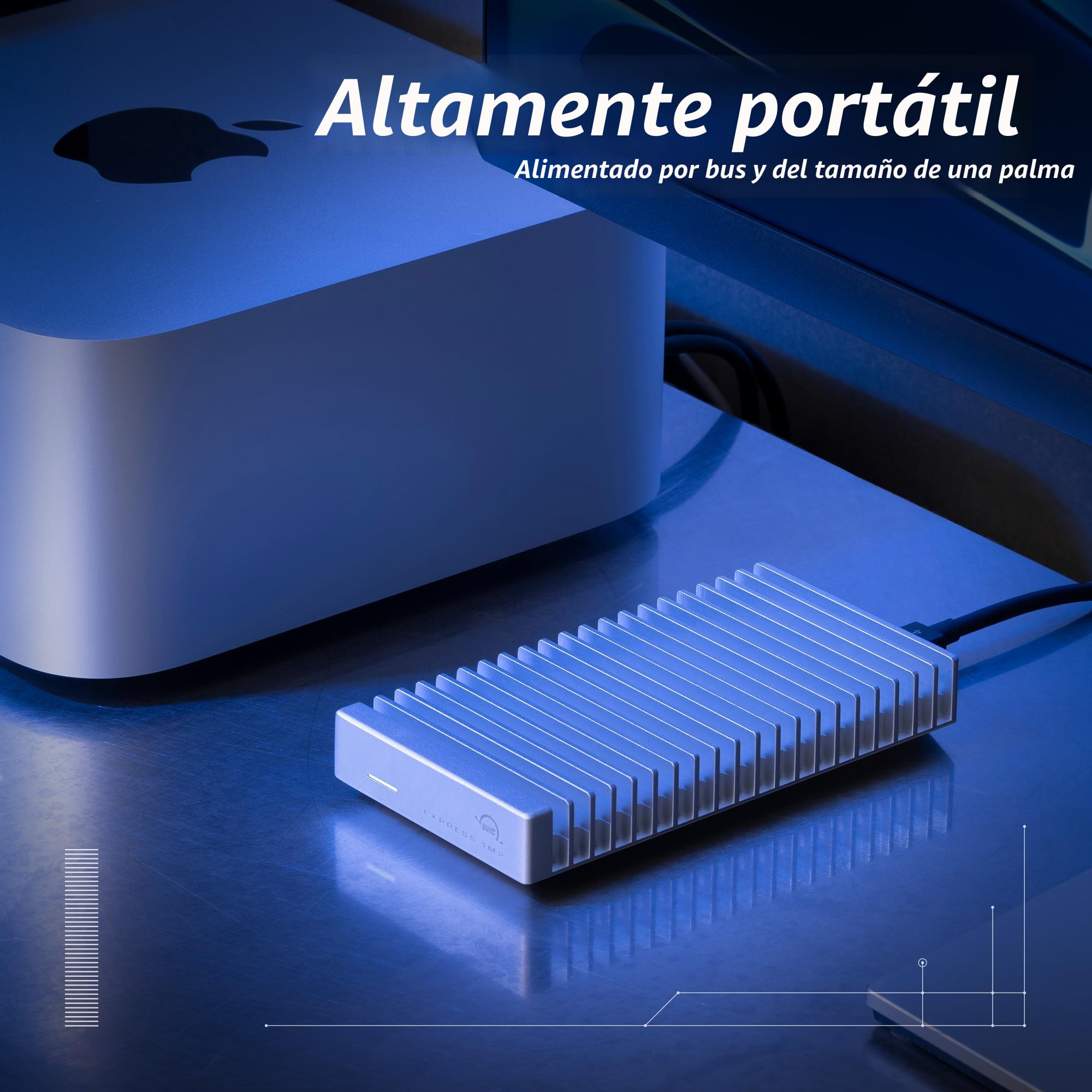 OWC Express 1M2 NVMe Thunderbolt (USB-C) SSD USB4 Ultra Fast External SSD Drive con Carcasa de disipador de Calor de Aluminio (Solo Caja)