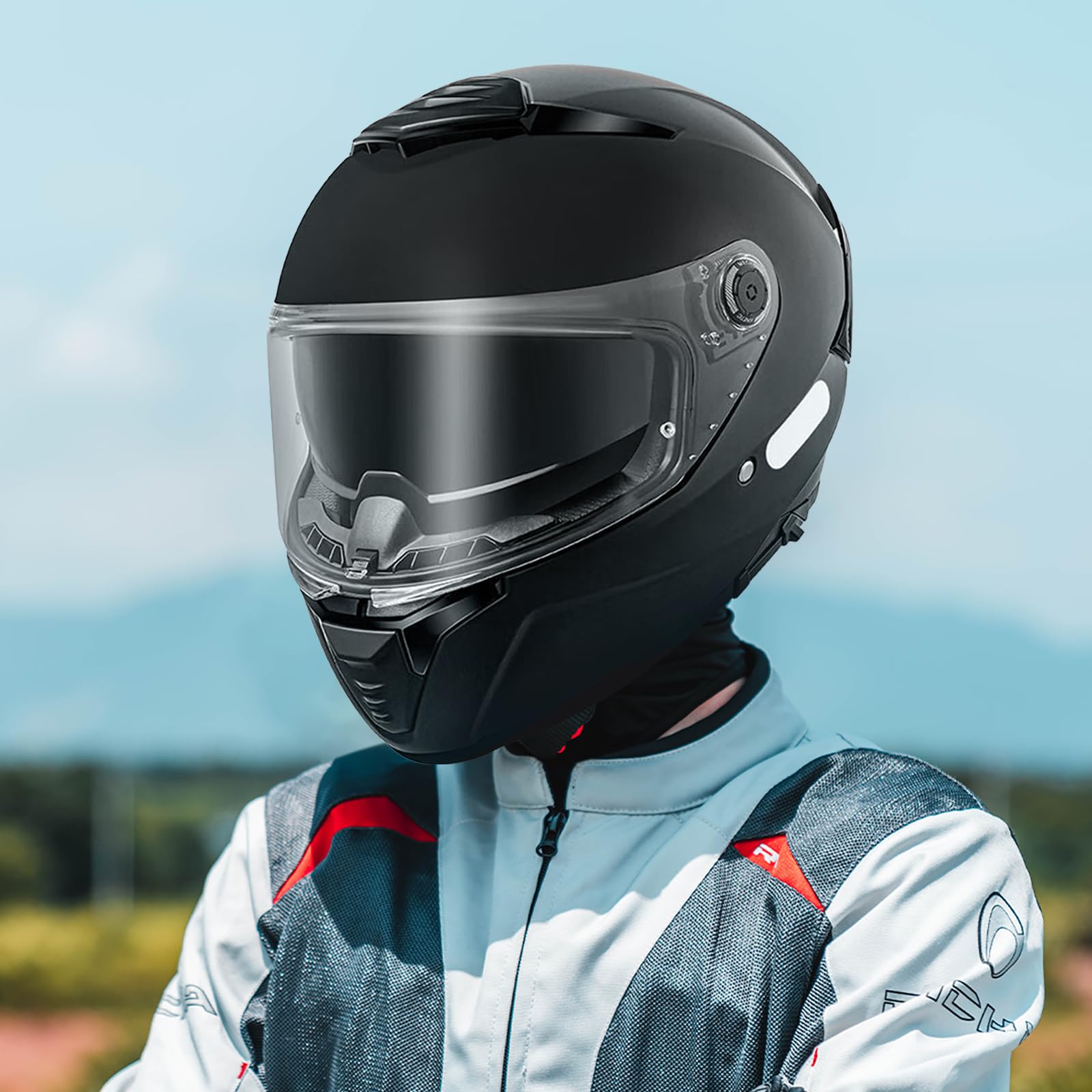 Helmvisier für MT-V-28B/THUNDER 4 SV/Stinger 2,Motorradhelm Visier,Motorrad Windschutz Helm Objektiv Visier Vollgesichts.UV Schutz Helmvisier (Klar)
