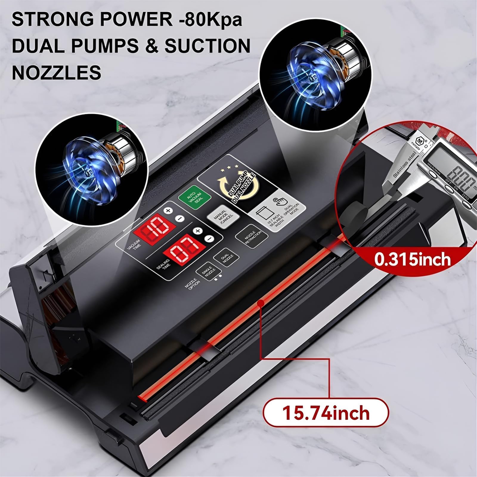 COYEUX Zgrzewarka próżniowa 250 W, 40 cm uszczelniacz maszyna do pakowania suchej i wilgotnej żywności, czas uszczelniania 1~15 sekund, do konserwacji suchej i wilgotnej żywności
