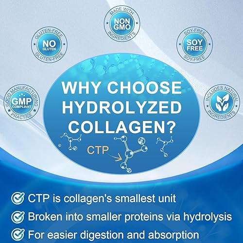 Miniatura 6 de Péptidos de colágeno múltiple para mujeres y hombres, péptidos de colágeno hidrolizados tipo I, II, III, V, X, con ácido hialurónico, vitamina C,