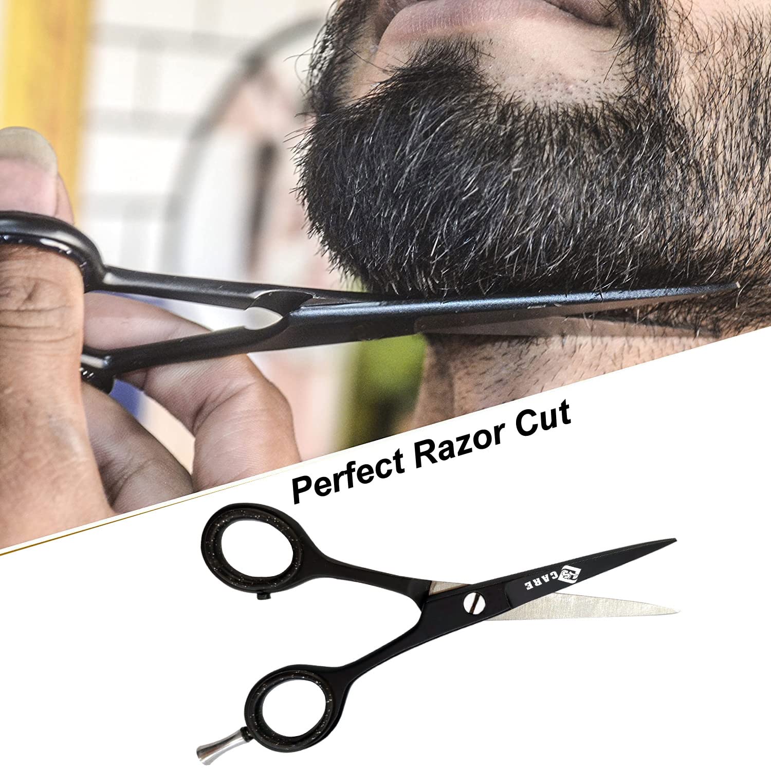 YSCARE Barba e baffi Forbici Forbici per capelli Premium da barbiere Forbici da parrucchiere da taglio per capelli extra affilate Acciaio inossidabile (5")