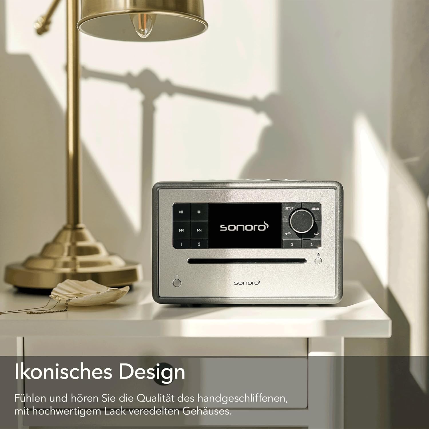 sonoro Elite Internetradio mit CD-Player (FM, DAB Plus, Podcasts, Spotify, Amazon Music, Deezer) Matt Graphit