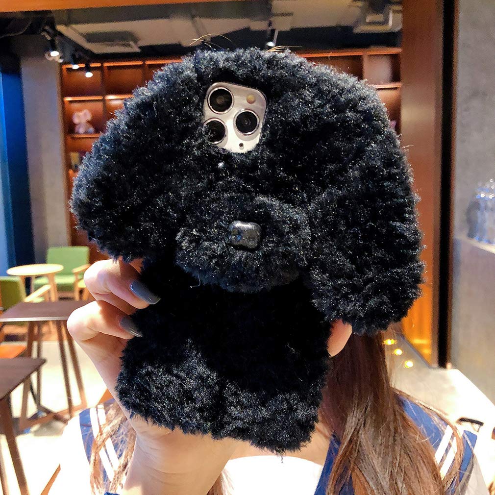 Per iPhone 7/ iPhone 8 Peluche Custodia Cover, Carino Custodia in Peluche 3D Teddy Dog Inverno, Custodia Protettiva Flessibile in Silicone Morbido per