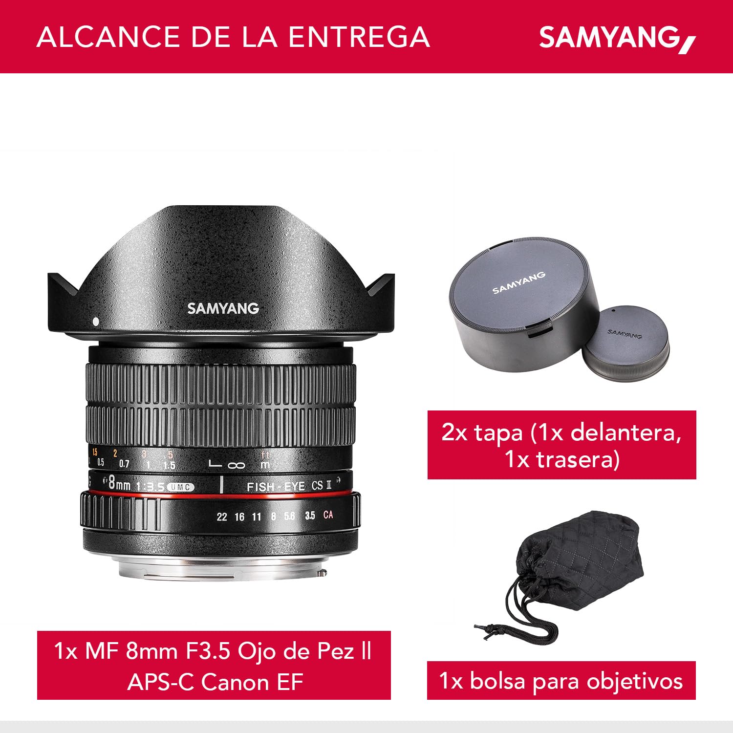 SAMYANG 8 mm f/3.5 UMC CS II fisheye lens - for Canon : Amazon.es
