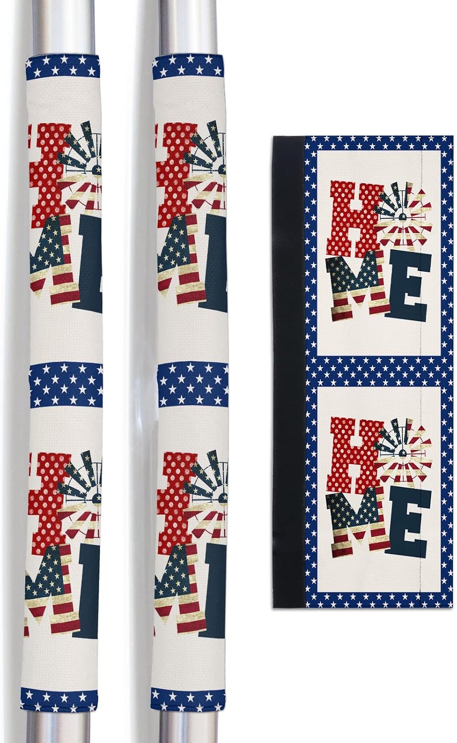4th-of-July Refrigerator Door Handle Covers Set of 2 for Dishwasher Microwave Oven Fridge Stove Appliance Door Handles,Washable Kitchen Decor Accessories,Home Red Blue Polka Dot Star Striped Blue