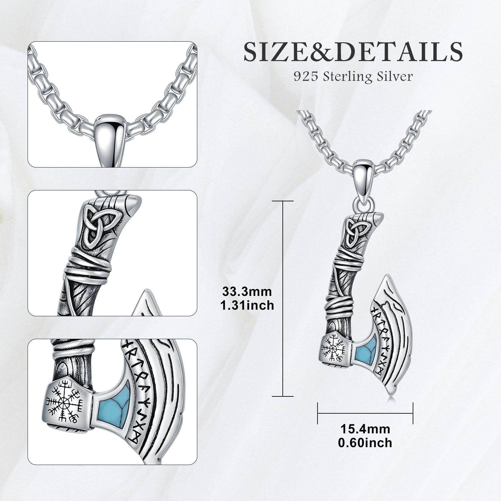 ROMANTICWORK Amulett Kette 925 Sterling Silber Schutz Anhänger Halskette Religiöser Schmuck Geschenke für Herren Männer