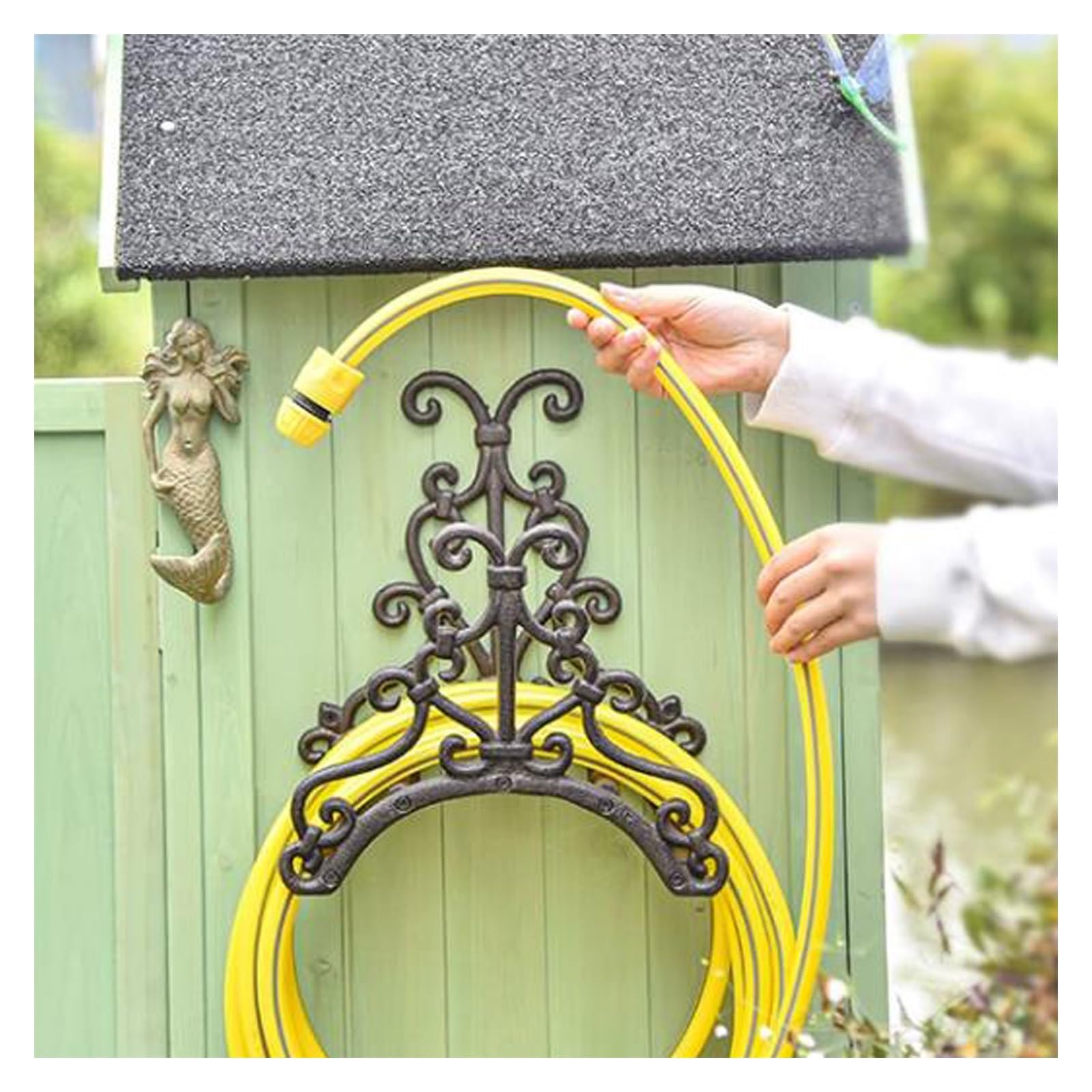 Decorative Metal Hose Wall Mounts Cast Iron Garden Hose Holder For