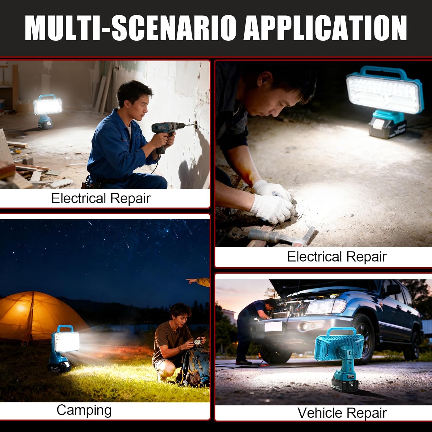 40W Cordless LED Work Light for Makita 18V Battery, 4200LM Portable Handheld Flashlights Tool with USB Port and 3 Brightness Modes for Camping, Fishing, Job Site, Indoor & Outdoor Use