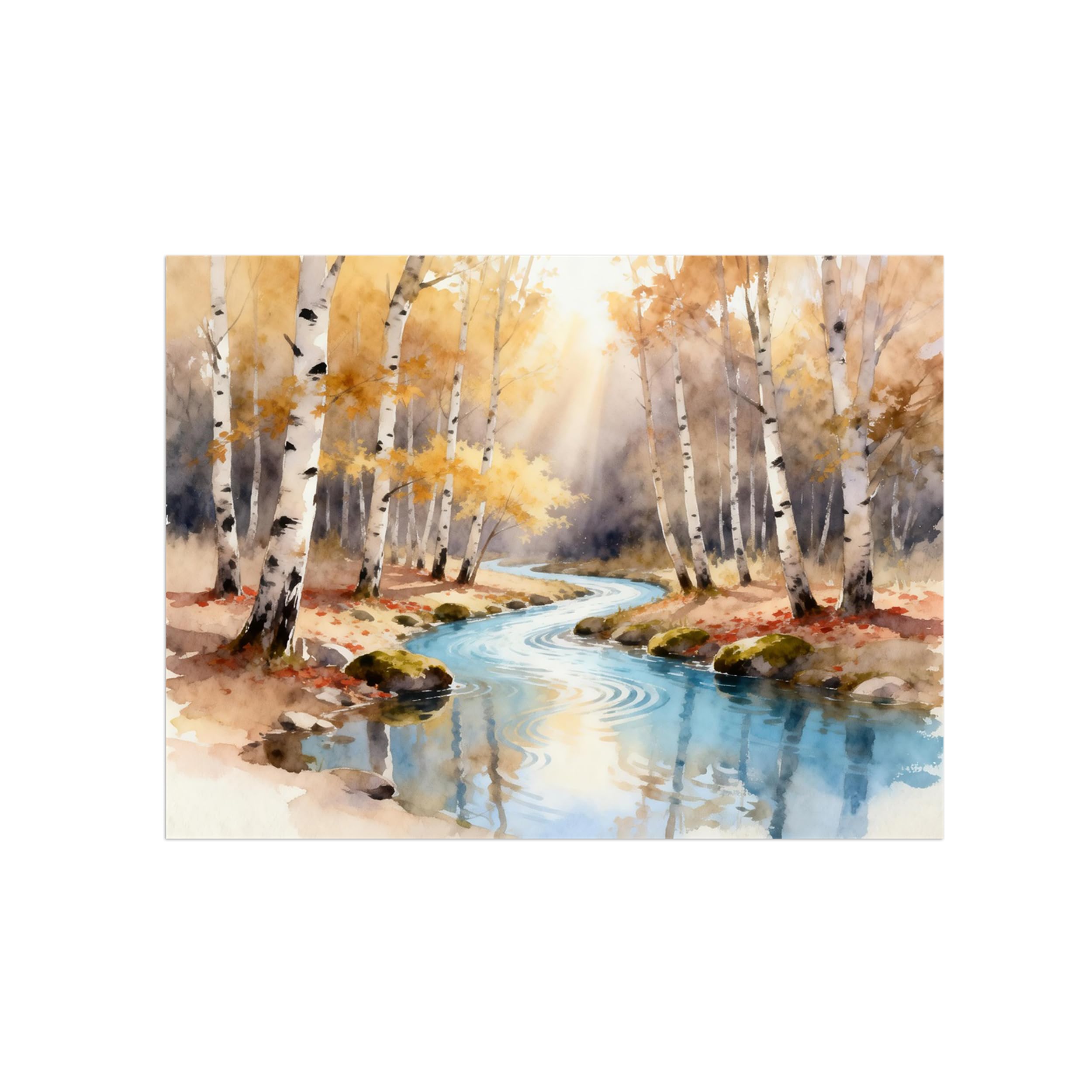 Ozpwbvy Unframed Yellow Tree River Landscape Canvas Wall Art Picture 50X65cm