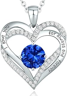 Colar feminino prata esterlina 925 pingente de coração pedra de nascimento rosa/ouro branco colar joias para presente，LIANLI (R标备案，跟卖后果自负)(White Gold-09-sep)