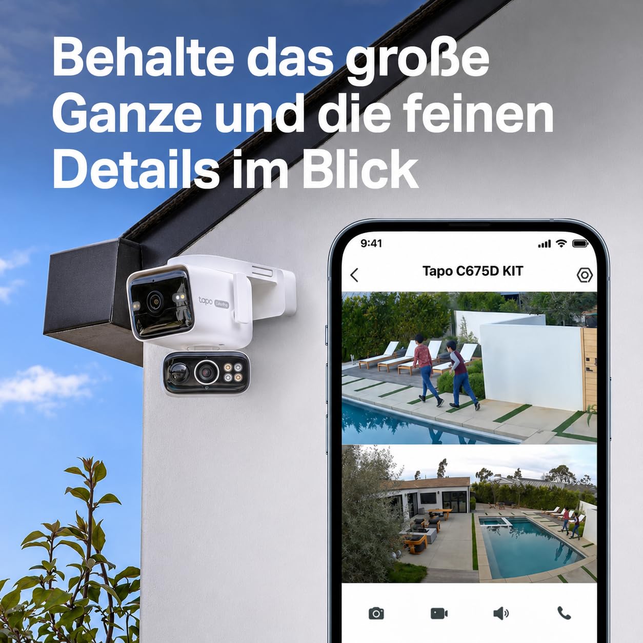 Tapo C675D KIT 4K Solar-Überwachungskamera Außen mit Akku, 169° Ultraweitwinkel & 6mm Teleobjektiv, Dualband-WLAN, KI-Erkennung, lokaler Speicher per microSD oder H500 Hub, 2026 Flaggschiff-Modell