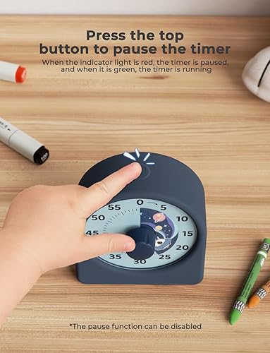 Miniatura 6 de LIORQUE Temporizador visual de 60 minutos para niños, temporizador de cuenta regresiva visual recargable para niños, temporizador para aula,