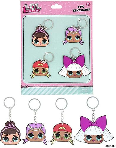 L.O.L SURPRISE 4 Llaveros de goma flexibles, color rosa