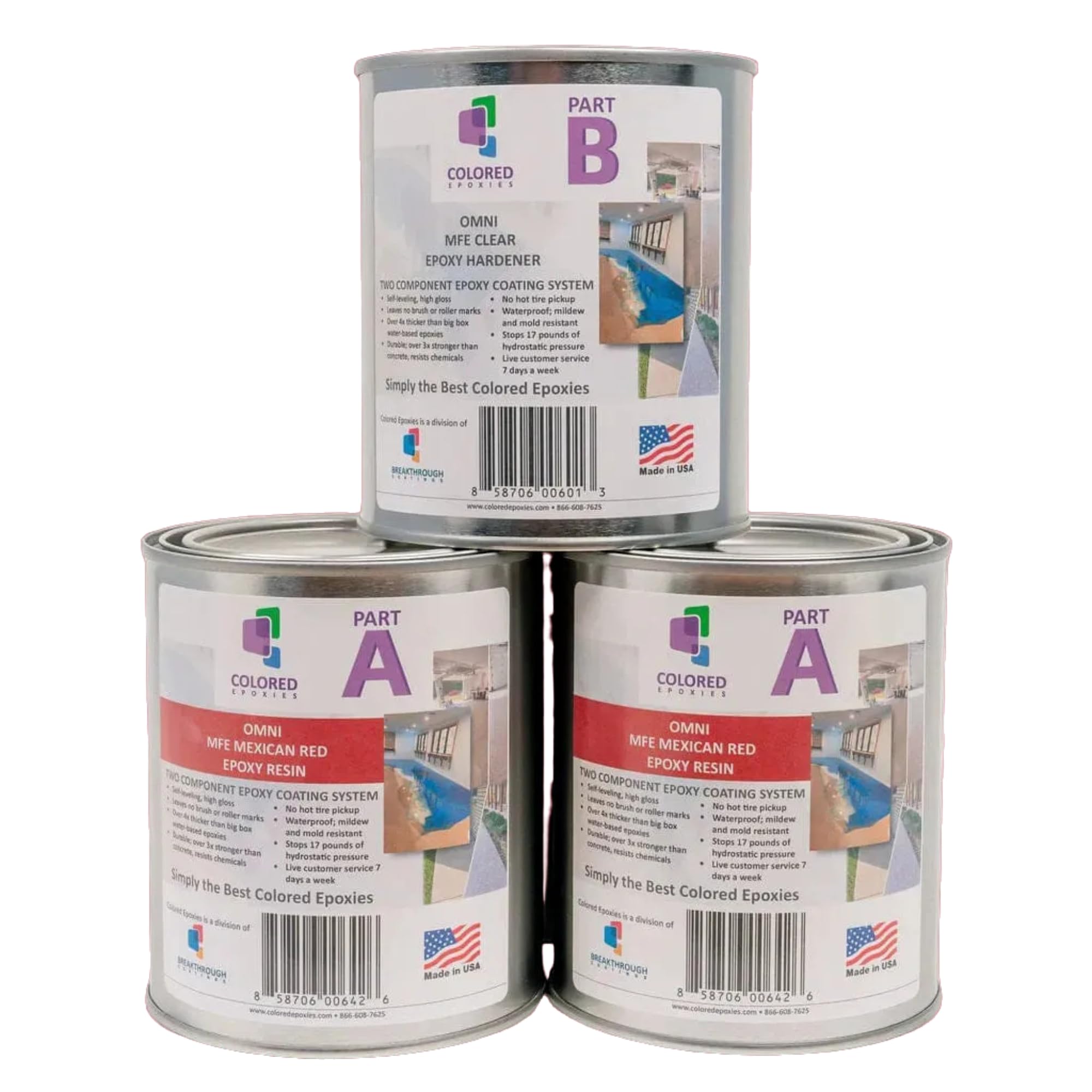 Colored Epoxies 10009 Mexican Red Garage Floor Epoxy Kit, 3 Resin Quart