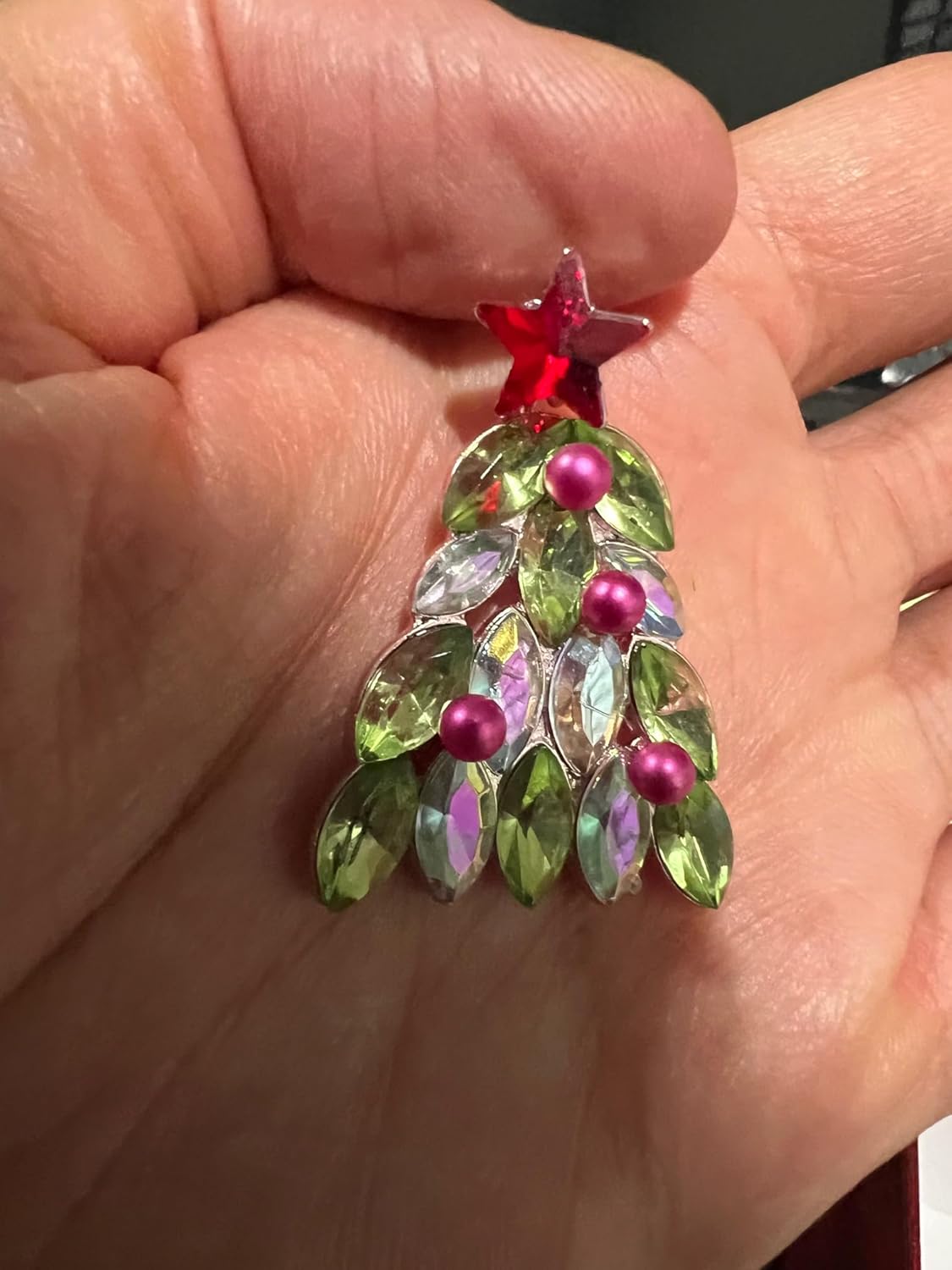 Betsey Johnson Rose Gold Tone Christmas Tree Drop Earrings