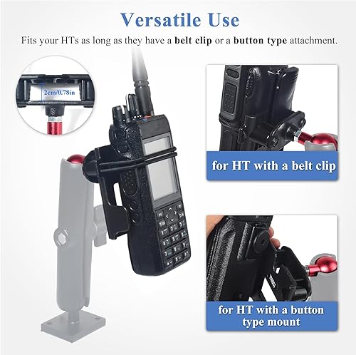 Miniatura 2 de Soporte para walkie talkie con adaptador de bola de 0.984 in, compatible con soportes RAM tamaño B, brazo de doble enchufe para Motorola Midland