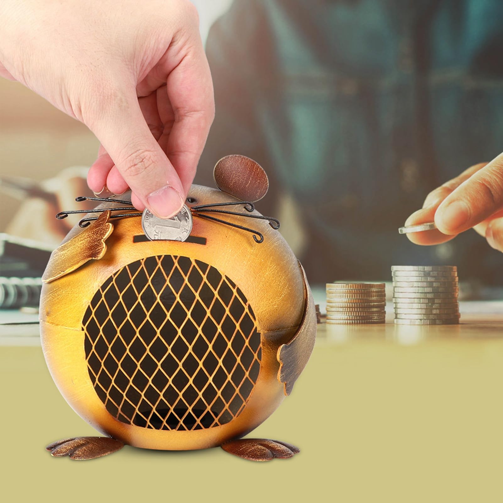 Hucha de ratón de hierro para acabar con el desorden de monedas en casa
