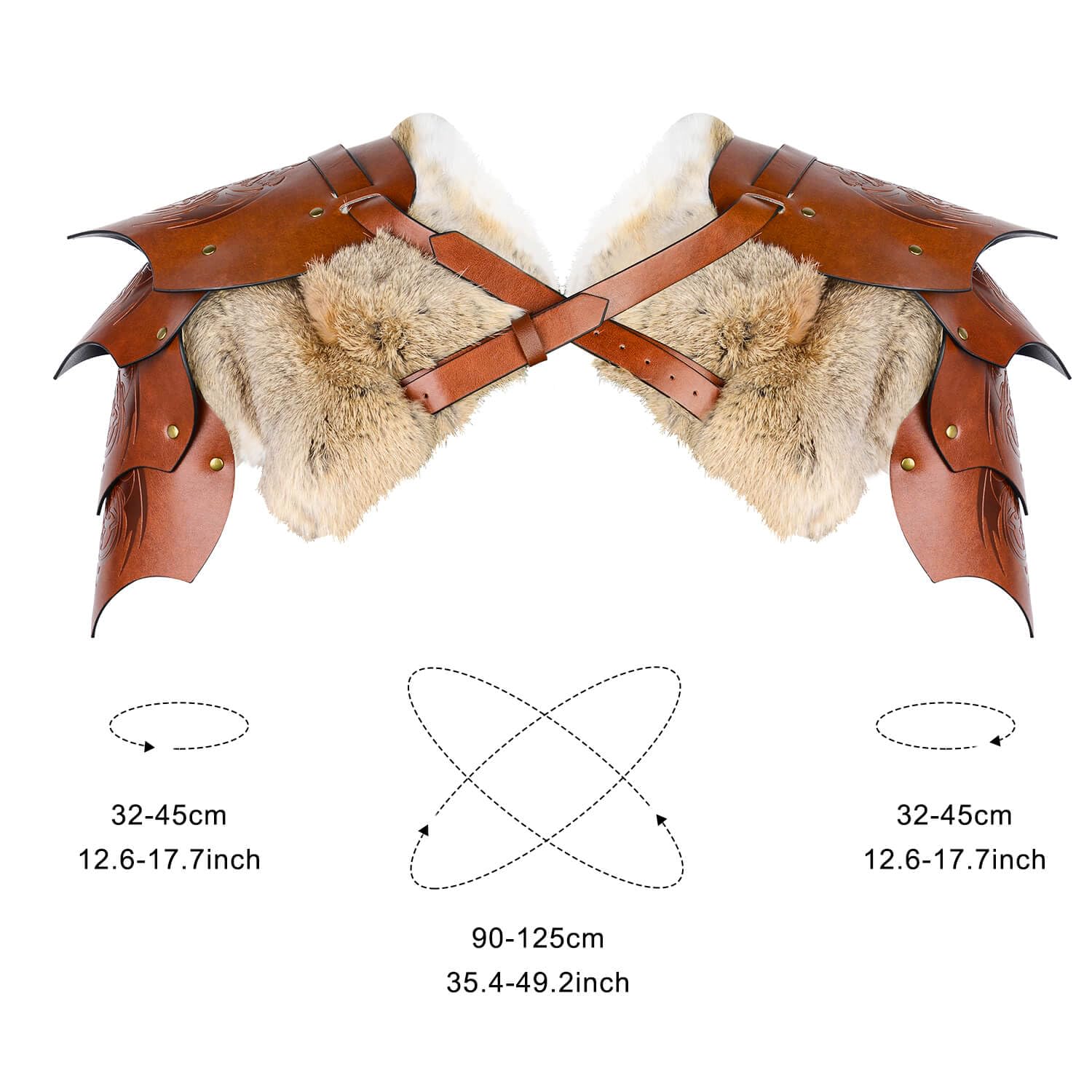 Viking Fur Shoulder Armor,Medieval Faux Leather Armor Renaissance Accessories Knight Armor for LARP/Cosplay Ren Faire