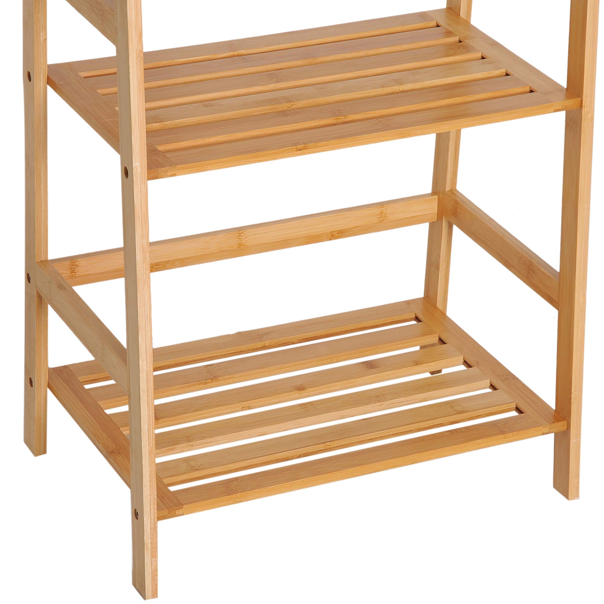 HOMCOM Bibliothèque étagère en Bambou à 4 Niveaux, présentoir de Plantes au Sol, étagère échelle pour Salon, Cuisine, Salle de Bain, Bureau, 48 x 31,5 x 120 cm, Bois Naturel