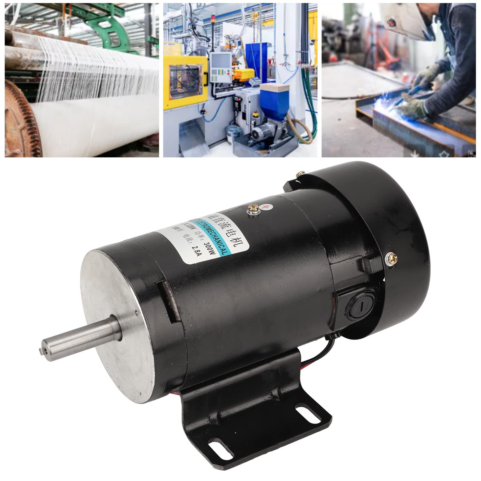DC Motor Magnet permanente 1800RPM Velocidad ajustable CW CCW Reversible DC 220V 300W para taladro (Round)