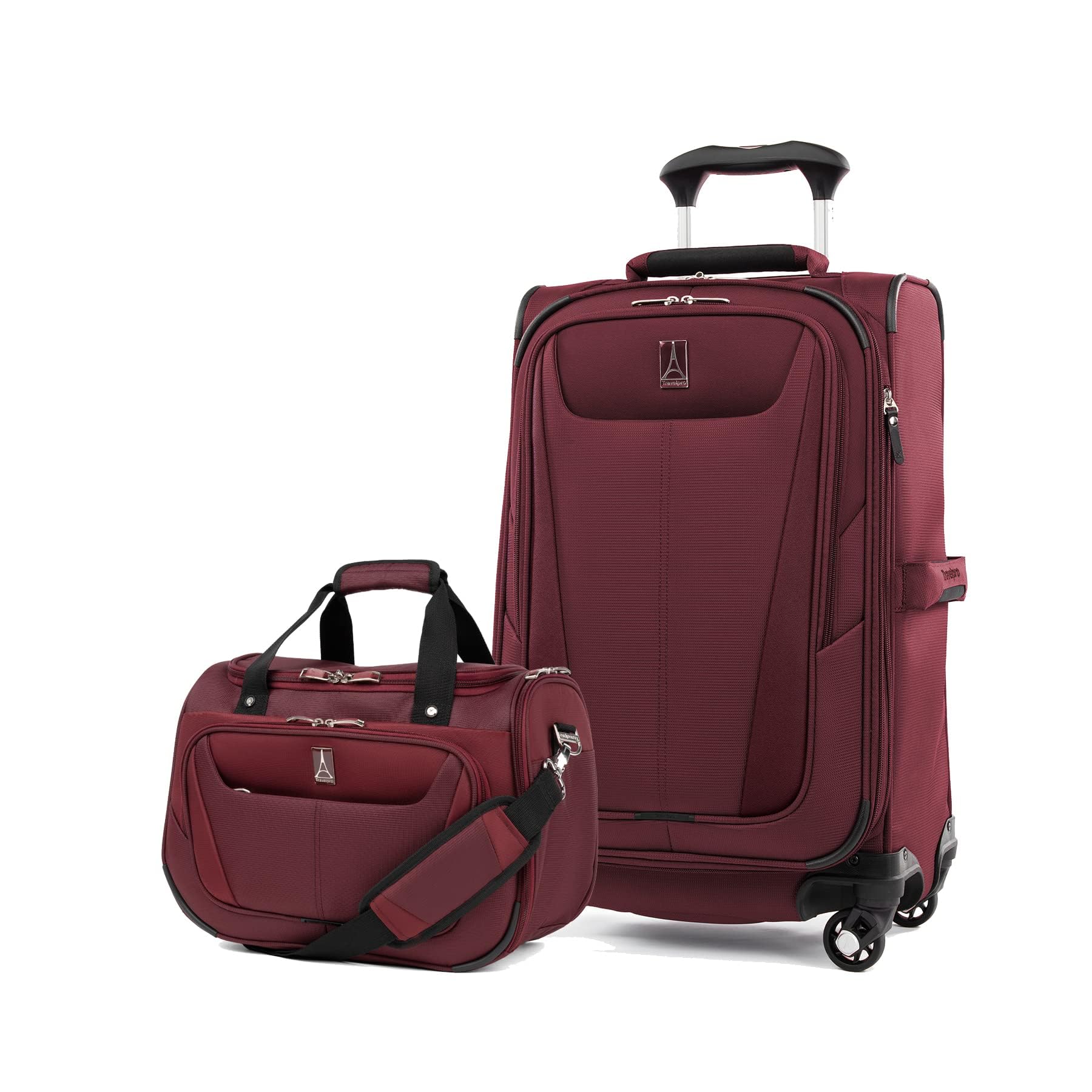 Travelpro Maxlite 5 Softside 2pc Set Expandable Carry On Luggage with 4 Spinner Wheels/Soft Underseat Tote, Lightweight Suitcase, Men and Women,